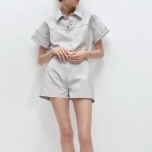 Zara Light Gray Short Sleeve Romper